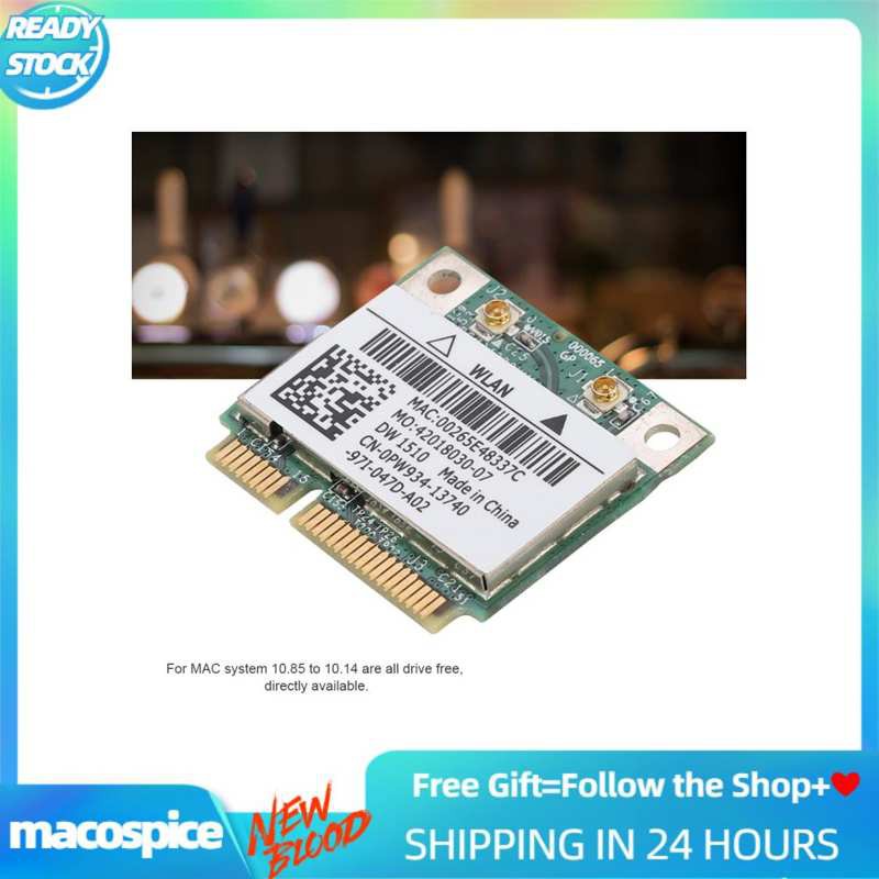 Macospice For DELL DW1510 Wireless WLAN Half-Mini PCI-E WIFI Card BCM94322HM8L 2.4G/5G GS