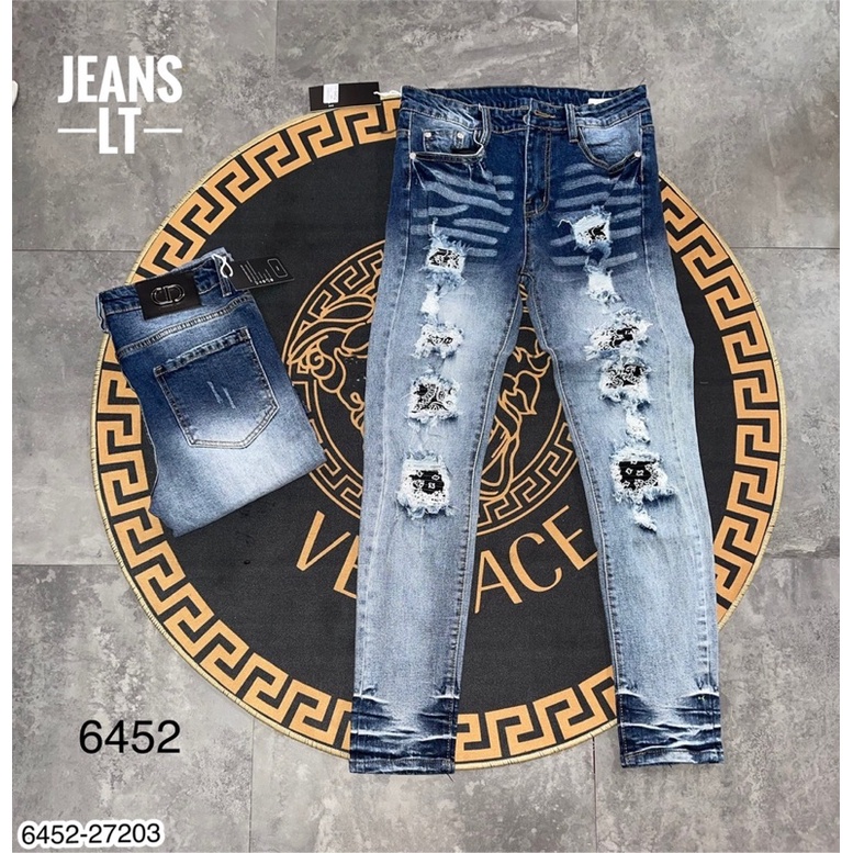 Quần Jean nam rách kiểu cách mới nhất - Quần Jean mix khoá đi chơi cực chất
