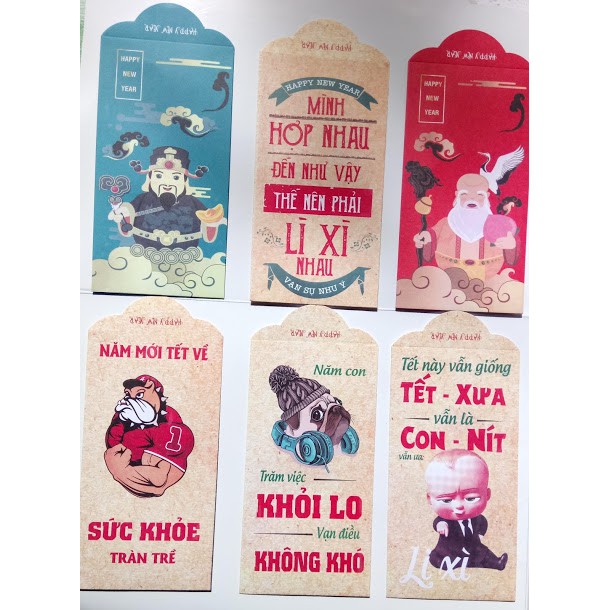 [MUA 5 TẶNG 1]SET 6 BAO LÌ XÌ TẾT NĂM 2018