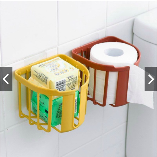 Giỏ đựng giấy cuộn, giấy hộp có khe rút giấy tiện lợi, tặng kèm miếng dán tường siêu dính