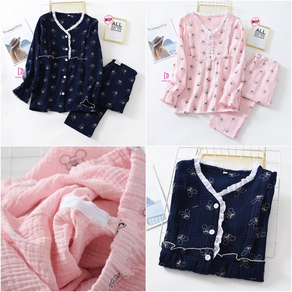 Pijama Sau Sinh (Vải Xô) Mặc hè cực mát W17