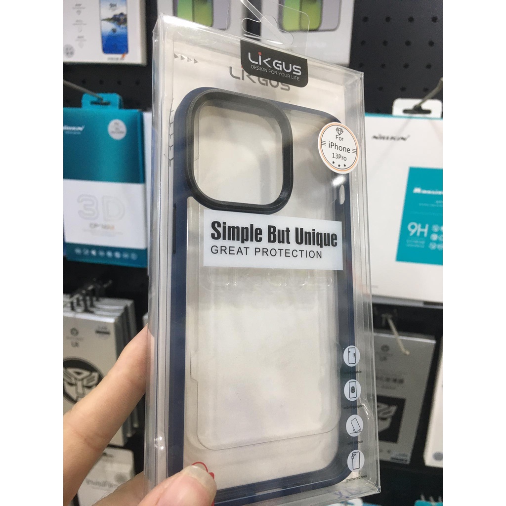 Ốp lưng Likgus cho iPhone 15 Pro max 14 Plus 13 Pro max 14 Pro Max viền TPU màu Chống sốc lưng chống ố