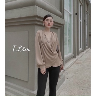 Áo sơmi lụa vạt chéo