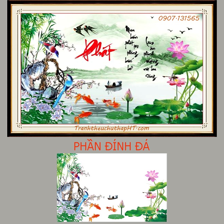 Tranh thêu chữ thập - Tranh đính đá Chữ Phát VS437: 100*65cm - tự đính