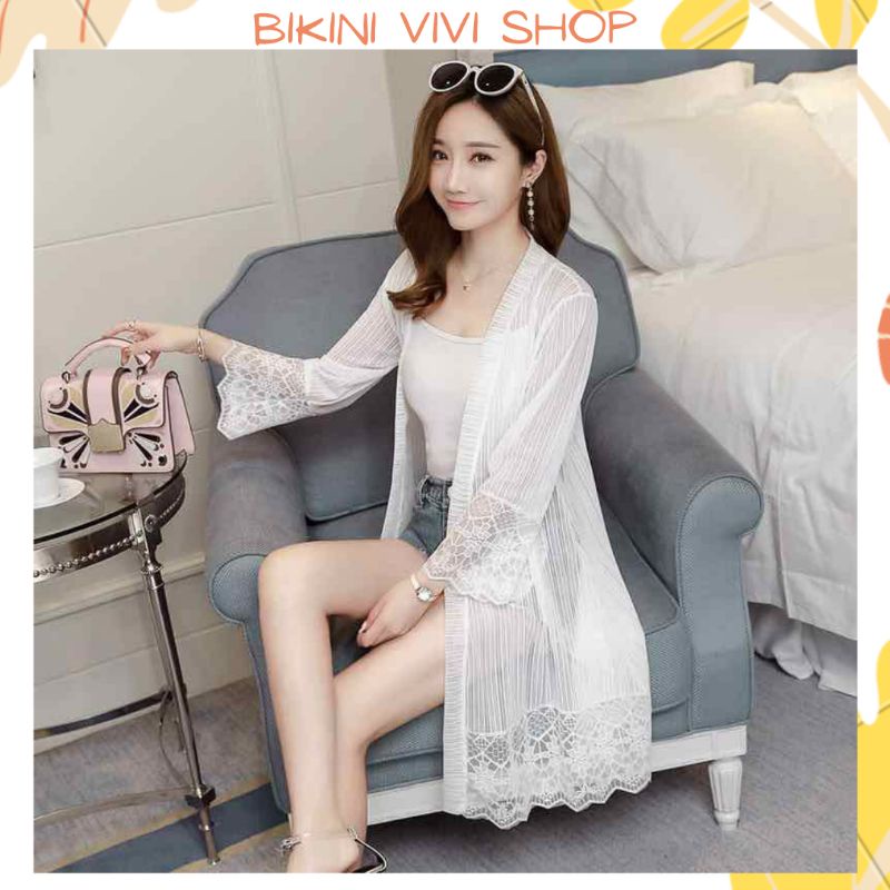 Áo Khoác Đi Biển, Choàng Voan Viền Hoa Quảng Châu Vivi Shop