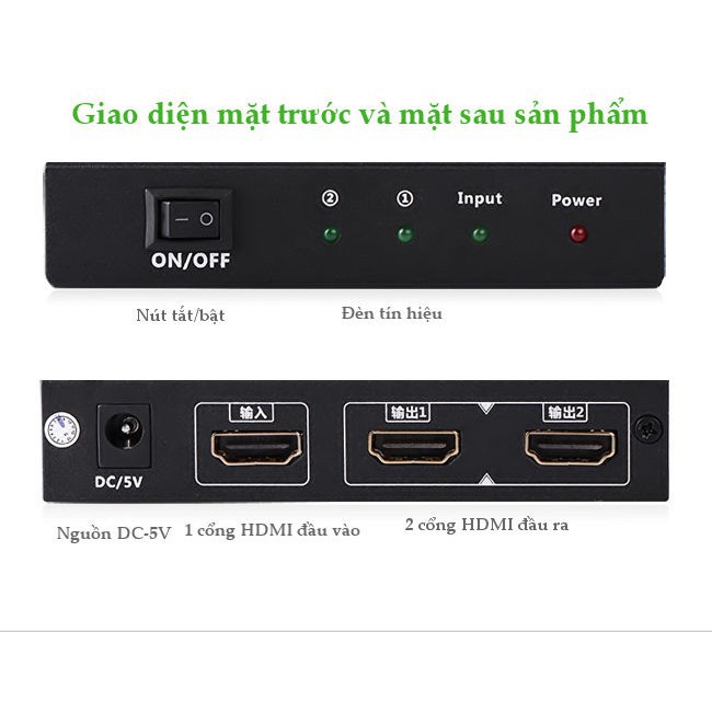 Bộ chia HDMI 1 ra 2 Ugreen 40201 hỗ trợ 1.4v, 3D chất lượng cao