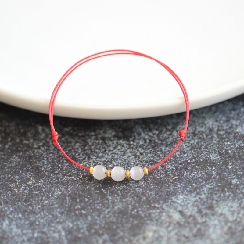 Vòng tay dây đỏ / đen đính đá opal nhân tạo sang trọng cá tính