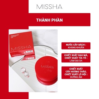 Phấn nước trang điểm che phủ cao Missha Velvet Finish Cushion SPF50+ PA+++ Màu Đỏ 15g  cover lasting SPF50+