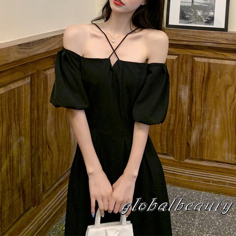 Đầm Midi Tay Ngắn Trễ Vai Thời Trang Mùa Hè Cho Nữ