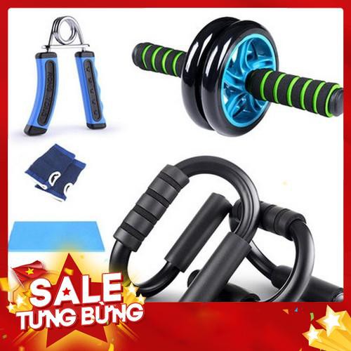 Bộ dụng cụ tập thể dục hít đất, con lăn, kìm tập cơ tay 5 món 3in1 thể dục thể thao Agiadep - Hàng mới về