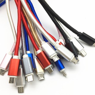 Cáp sạc 3m bọc dù dùng cho điện thoại Android, Type-C, IOS