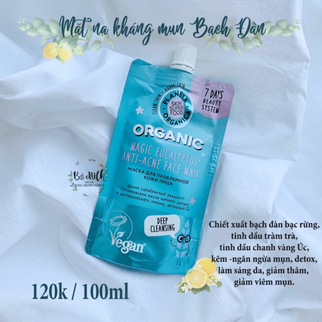 Mask giảm mụn Bạch Đàn Planeta Organica