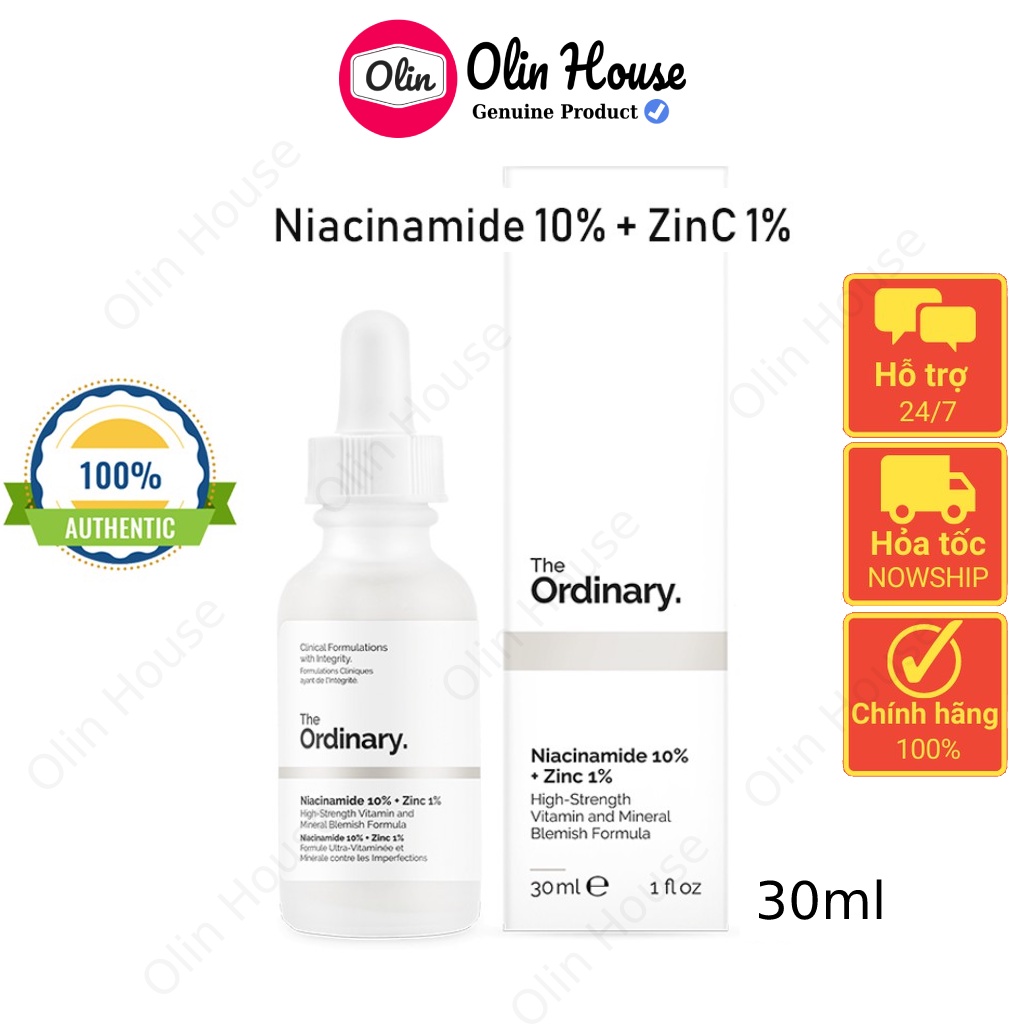 Tinh chất Serum The Ordinary Niacinamide 10% + Zinc 1% giảm mụn, thu nhỏ lỗ chân lông - Olin House