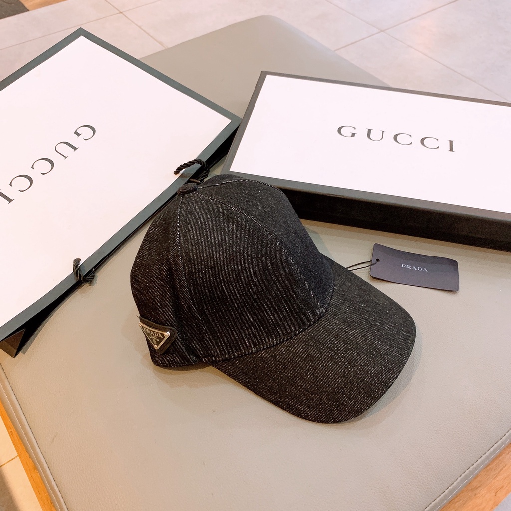 Mũ Lưỡi trai prada denim full tag về sẵn 2 màu đen, xanh phom siêu đẹp