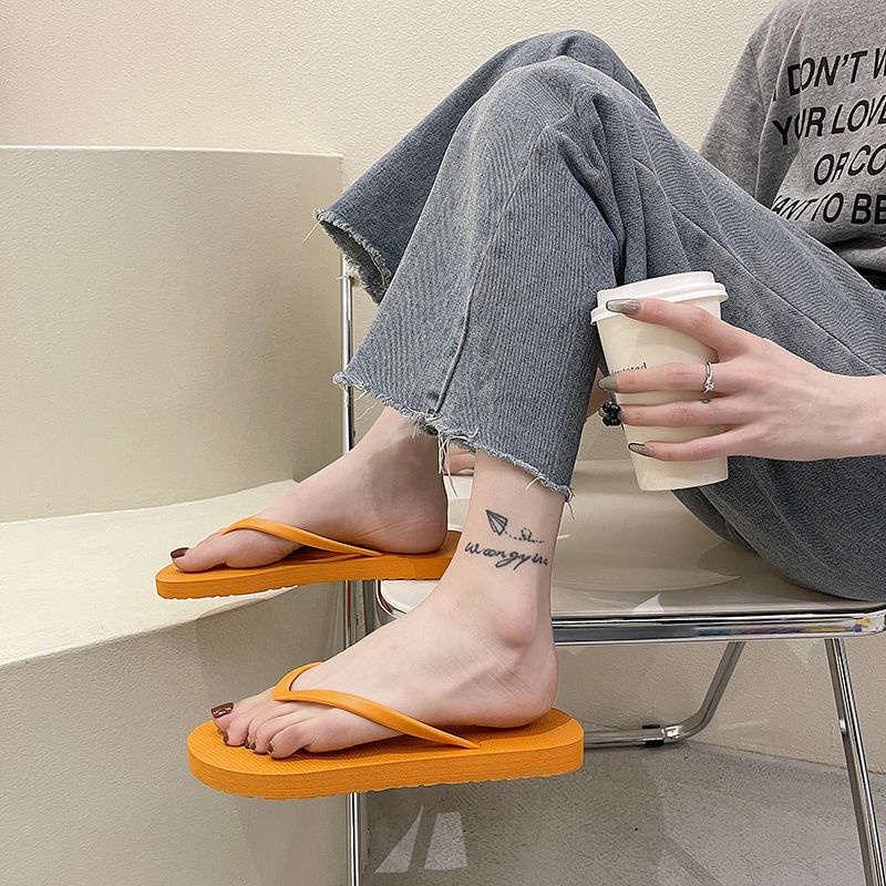 2023 Cho Nữ Dép Sandal Xỏ Ngón Màu Trơn Nhẹ Nhàng Thời Trang Đi Biển Dép lê