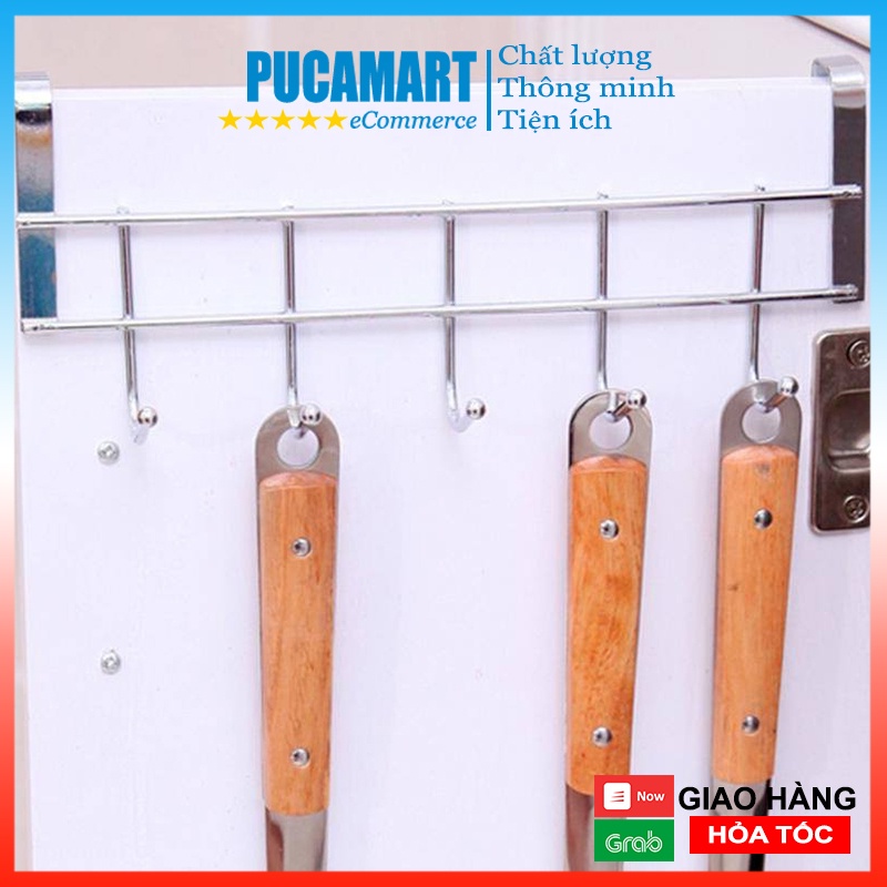 Móc Treo Sau Cửa Phòng Bếp, Phòng Khách 5 Chấu PUCA, Móc Inox Treo Khăn, Dụng CỤ Nhà Bếp Tiện Loại