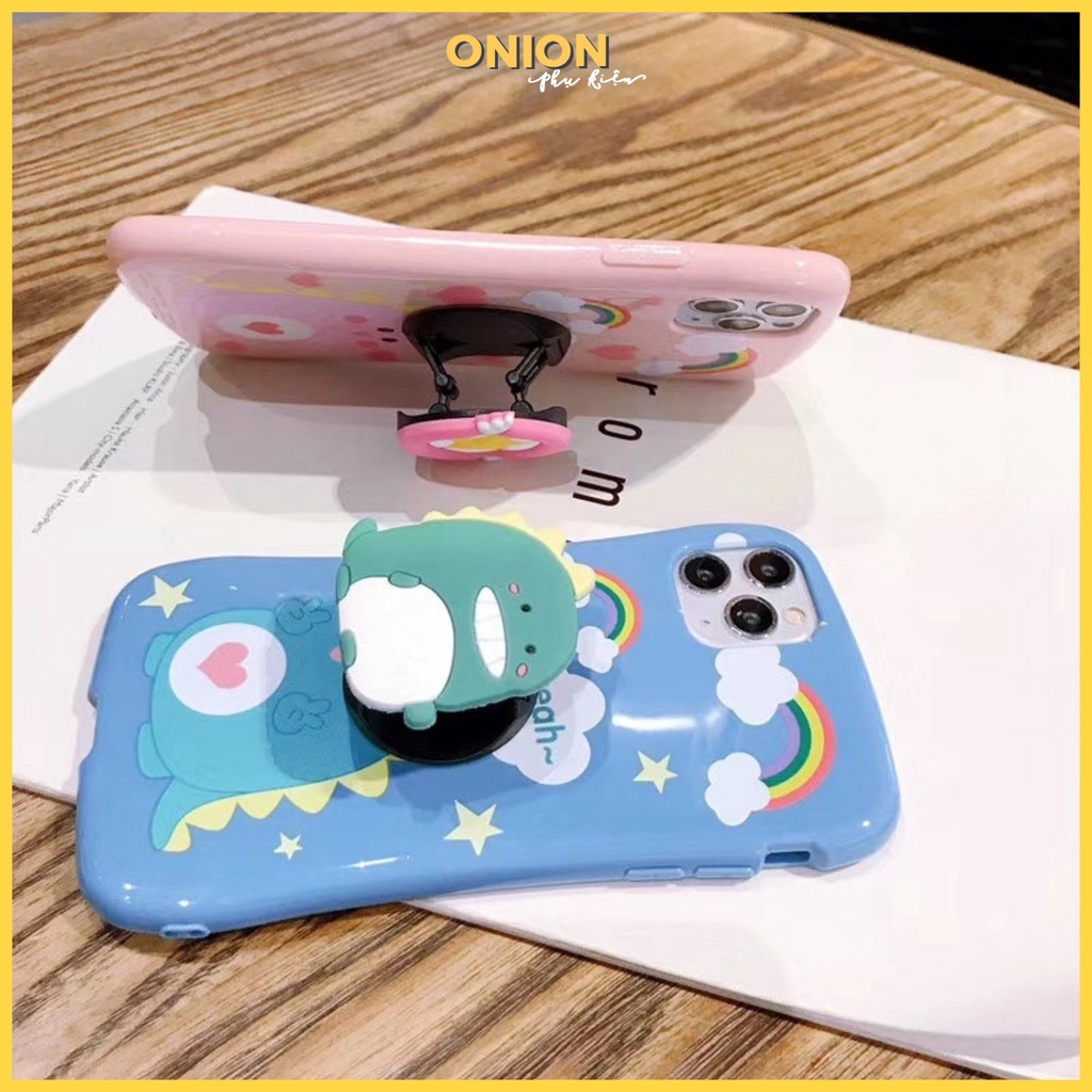 Ốp Onion khủng long kèm đế chống popsocket iPhone 7 8 7 Plus 8 Plus X Xs Xr XsMax iPhone 11 11 Pro 11 Promax