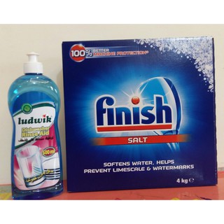 Combo Muối rửa bát Finish 4kg mới nhất 2023 + Tặng Que thử nước cứng