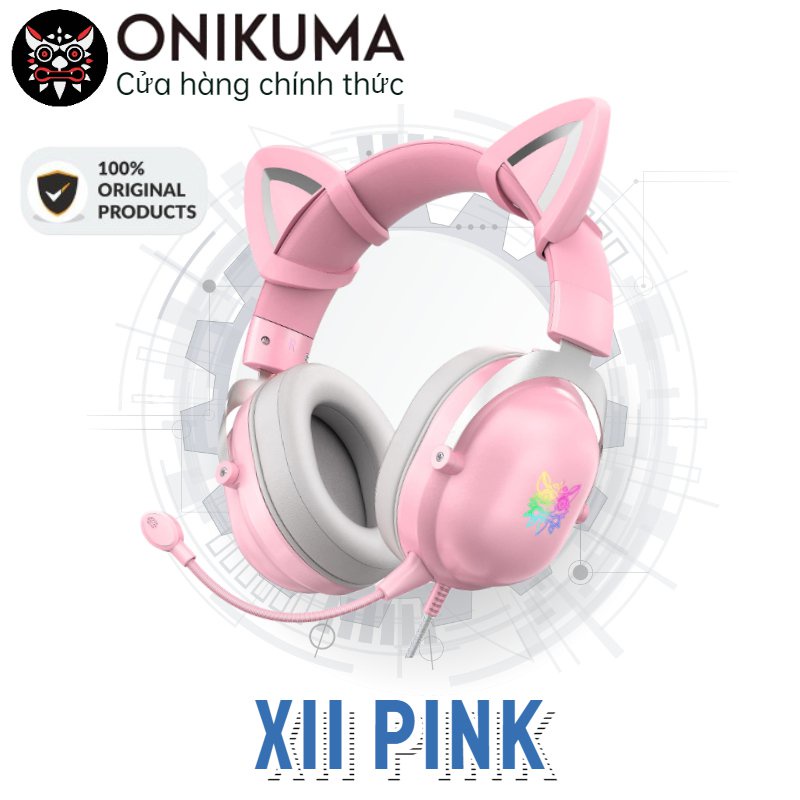 Tai nghe tai mèo dễ thương màu hồng onikuma X11 có mic Tai nghe chơi game dễ thương có Mic và Tai nghe khử tiếng ồn chơi