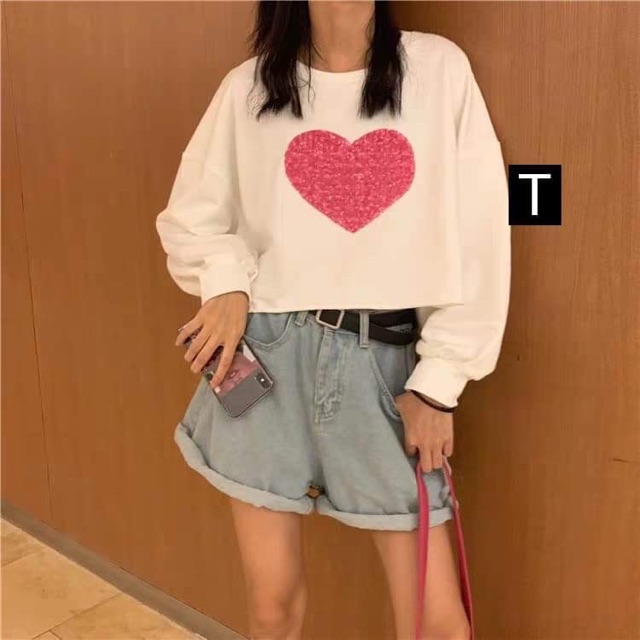 Áo croptop tim to dài tay DTR0919