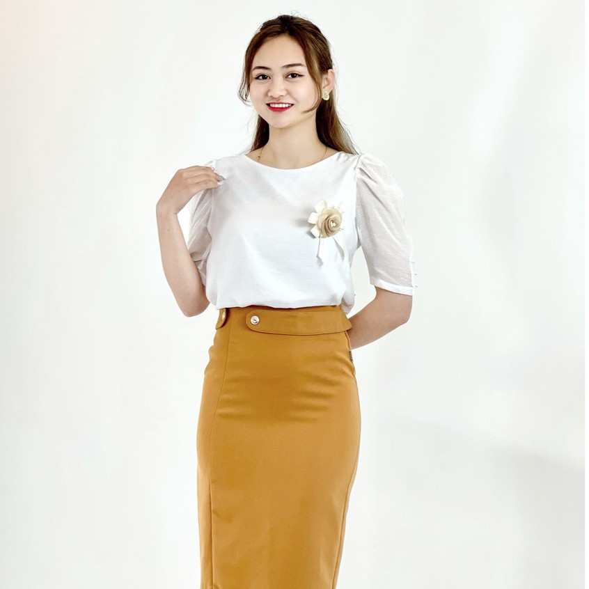 Áo sơ mi nữ công sở tay lỡ chất liệu Voan Lụa sang trọng nhẹ ,mát, phù hợp công sở dự tiệc Emvy H8