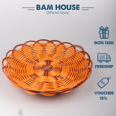 Rổ nhựa mây đựng rau củ quả và trái cây Bam House dạng tròn nhiều kích thước cao cấp RM01