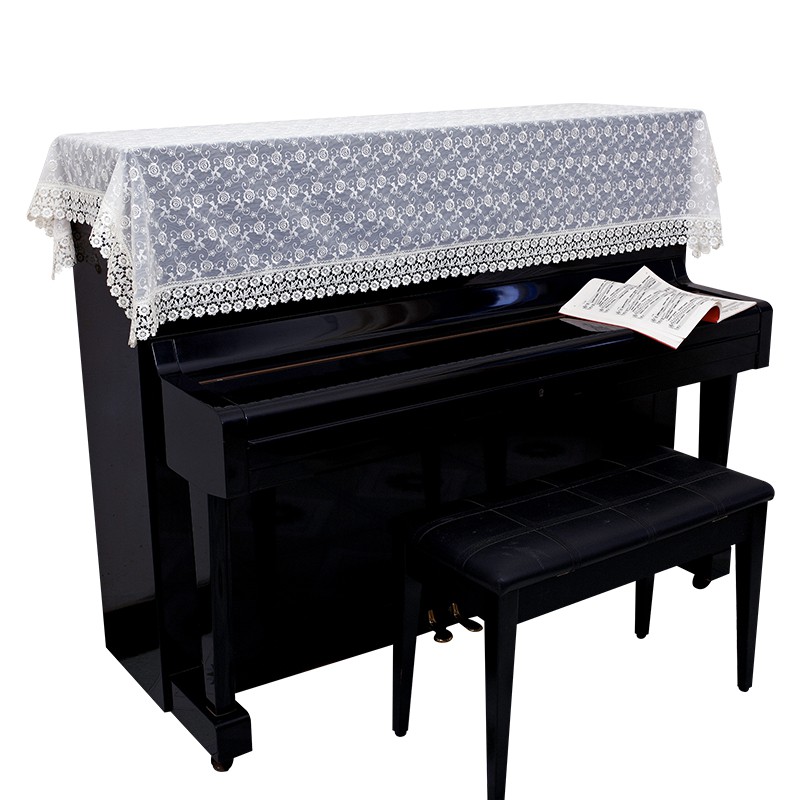 Khăn Trùm Đàn Piano Chống Bụi Phối Ren Thêu Họa Tiết Xinh Xắn