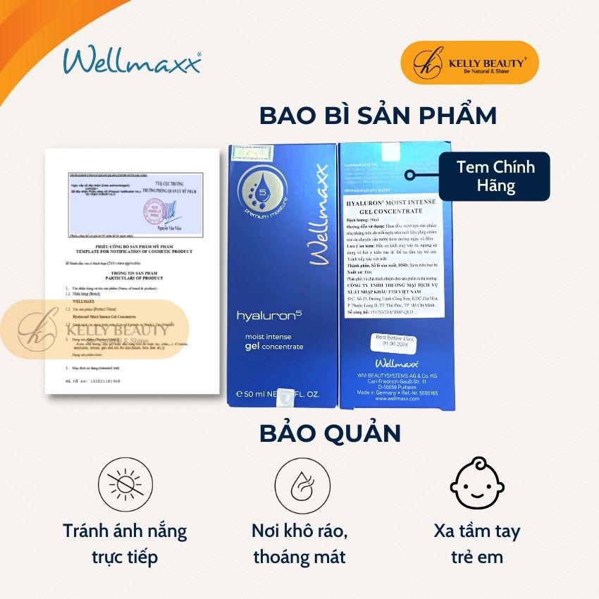 HA Gel Dưỡng Ẩm WELLMAXX Hyaluron 50ml - Cấp Ẩm Tầng Sâu, Làm Dịu Da; Tăng Đàn Hồi, Căng Bóng Da | KELLY BEAUTY