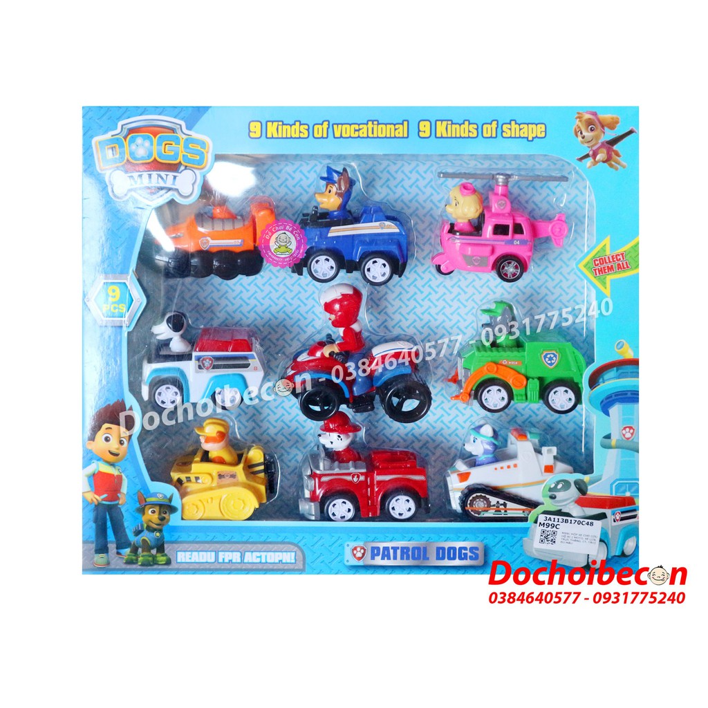 Bộ 9 nhân vật chó cứu hộ Paw Patrol chạy trớn G9/A11/999/666