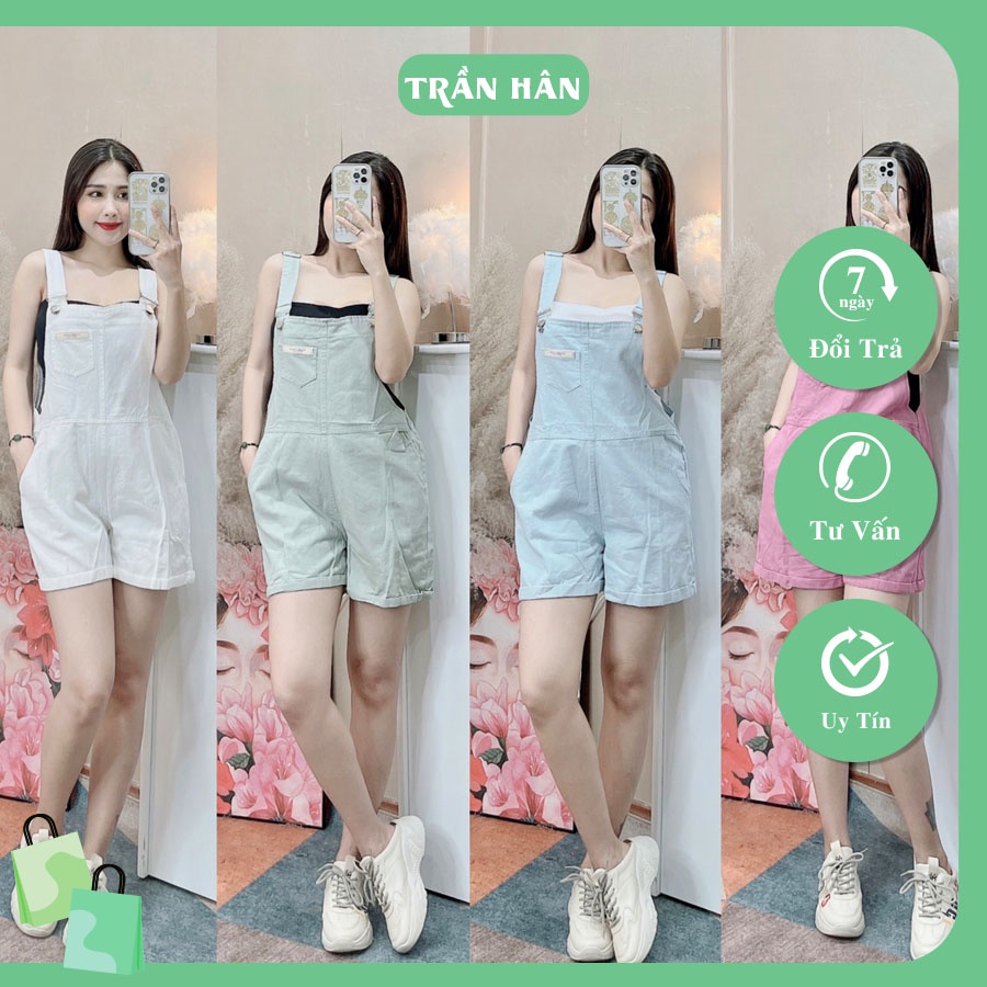 Yếm quần nữ dáng ngắn chất kaki cao cấp phong cách dễ thươngI Trần Hân Shop 9000034