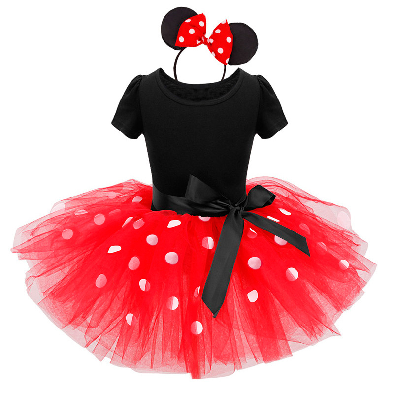 MINNIE MINNIE Đầm Chấm Bi Kèm Băng Đô Dễ Thương Cho Bé Gái