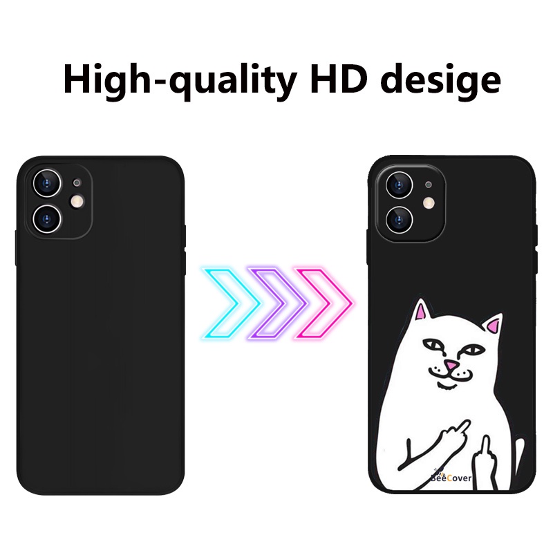 Ốp Điện Thoại Silicon Dẻo In Hình Mèo Ngón Tay Giữa Iphone 14 13 12 11 Pro 14 13 12 11 Promax 14Plus 7 Plus / 8Plus X / XS XR XsMax