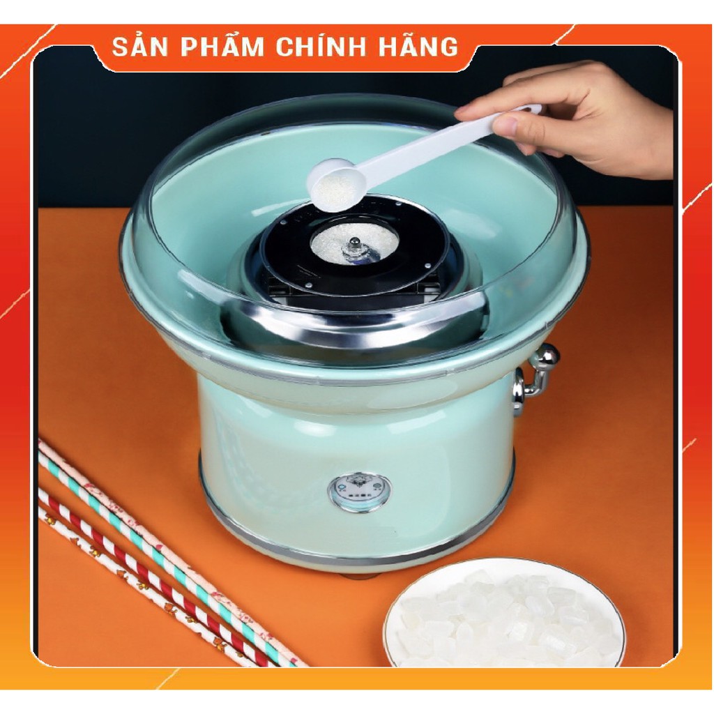 MÁY LÀM KẸO BÔNG GÒN CHÍNH HÃNG MINI TIỆN LỢI THÔNG MINH CHO BÉ - Tặng kèm đường, que làm kẹo bông, muỗm đường