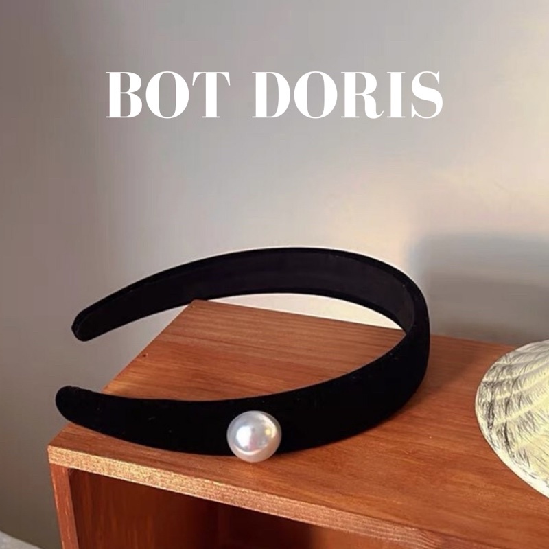 Bờm tóc nhung đính ngọc trai nhân tạo, phụ kiện tóc dễ thương cho nữ