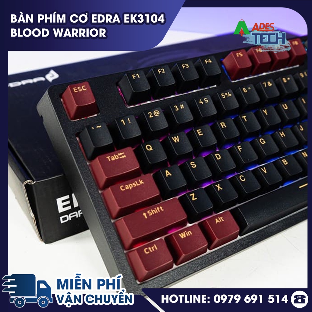 Bàn phím cơ EDRA EK3104 Blood Warrior RGB LED