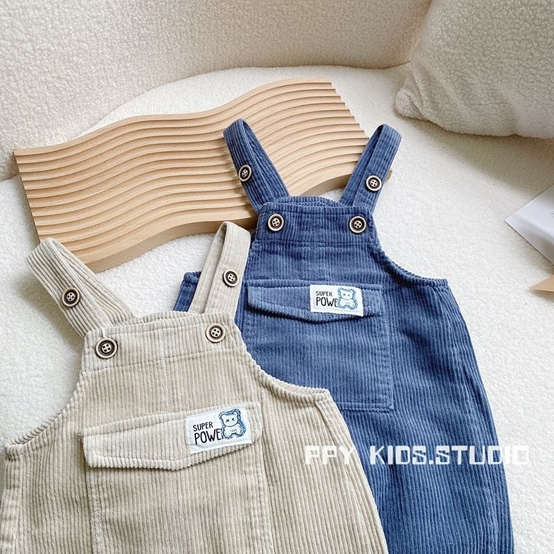 [Babycat] Hàng Có Sẵn Quần Yếm Vải Nhung Phong Cách Hàn Quốc Nhật Bản / Hàn Quốc Thời Trang Xuân Thu Hàng Mới Dành Cho Bé Trai