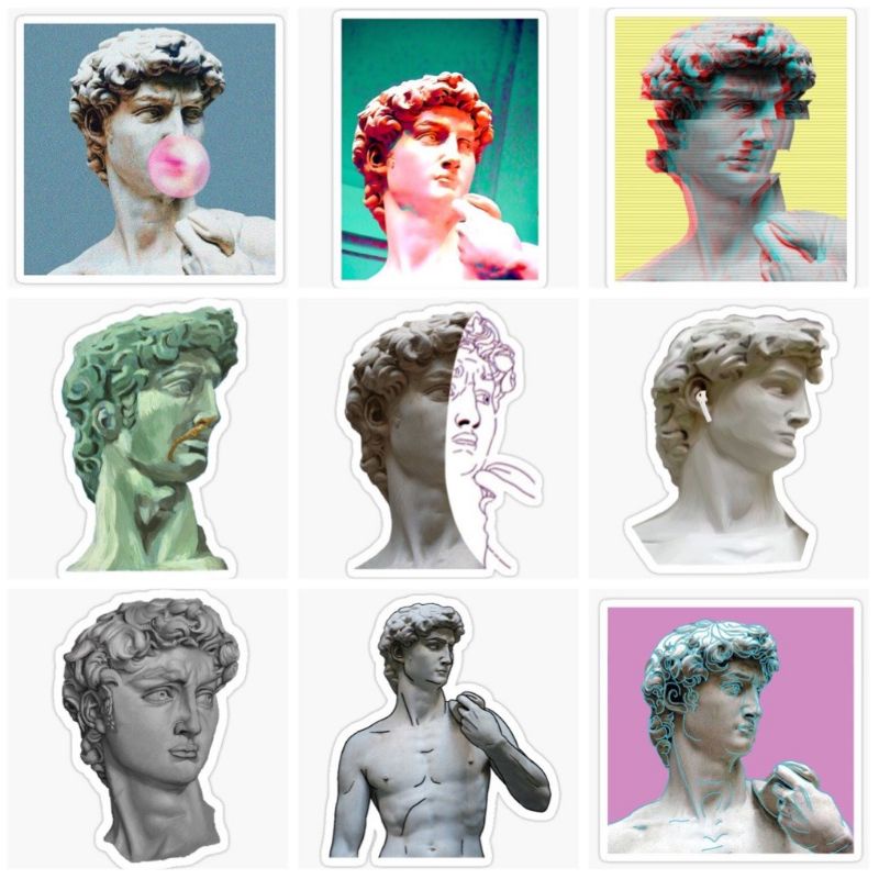 10-60 hình dán Stickers Tượng David Michelangelo decal