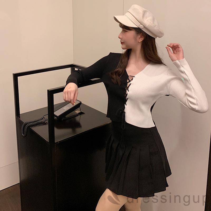 Áo Thun Tay Dài Cổ Chữ V Hở Rốn Thời Trang Dành Cho Nữ