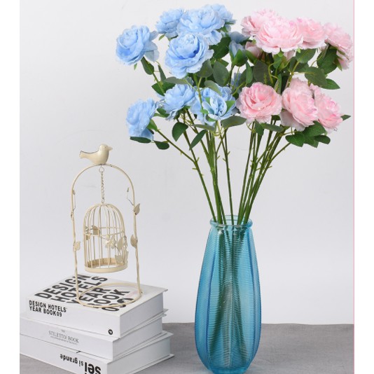 Hoa giả - Hoa hồng mẫu đơn cao cấp cành 2 bông to 8cm 1 nụ -Trang trí sự kiện, tiệc cưới, nội thất, phụ kiện chụp ảnh