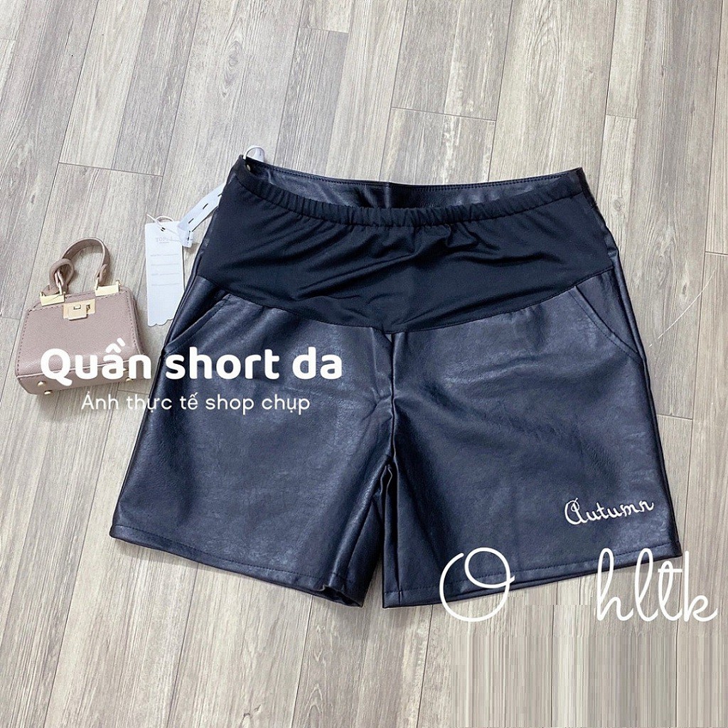 Quần Sooc Bầu Da Sang Chảnh, Sành Điệu Cho Mẹ Bầu, Đầy Đủ Chun Điều Chỉnh, Đủ Size