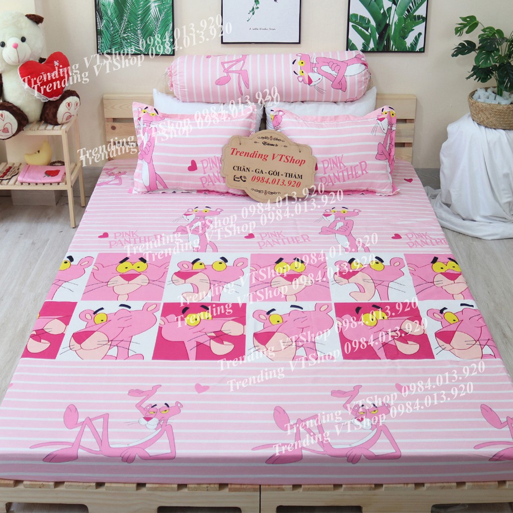 [Giá rẻ cực sốc] Bộ ga gối báo Pink Poly Cotton siêu mềm mại