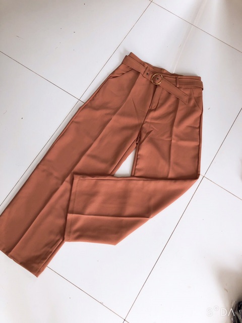 Quần ống rộng kèm dây đai tròn chât tuyết mưa | BigBuy360 - bigbuy360.vn