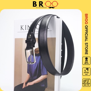 Thắt lưng nam da bò cao cấp BROO khóa kim bạc đẹp, dây nịt lưng nam da bò bản dây 3cm