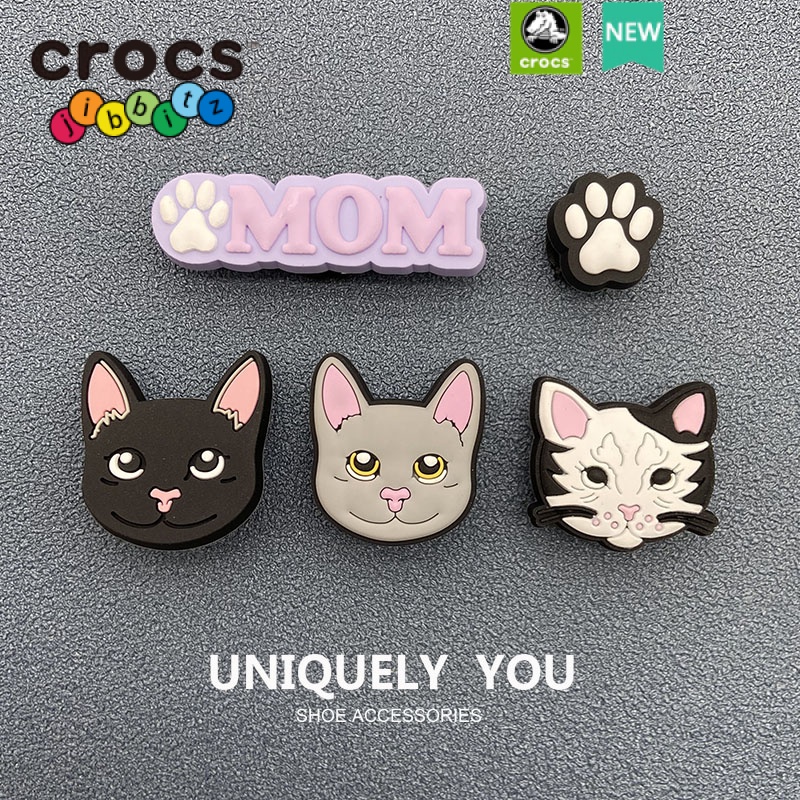Phụ Kiện Khóa Giày crocs / jibbitz charms Họa Tiết Mèo Hoạt Hình Thời Trang