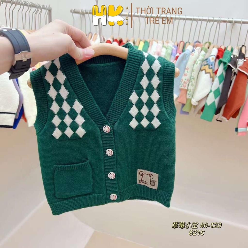 Áo Gile len cho bé HK KIDS, áo len gile cao cấp chất len mềm mịn đanh lì size cho bé từ 2 đến 6 tuổi