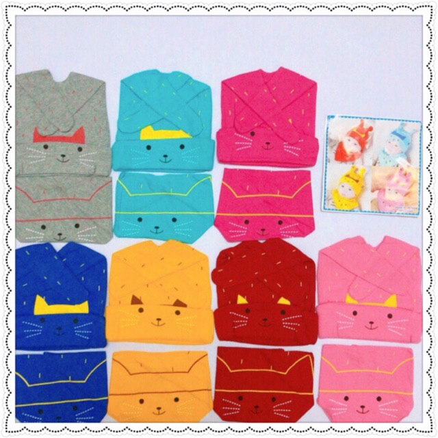 SET KHĂN + MŨ MÈO 100% COTTON CHO BÉ TỪ 3TH - 3T(MẪU 5)