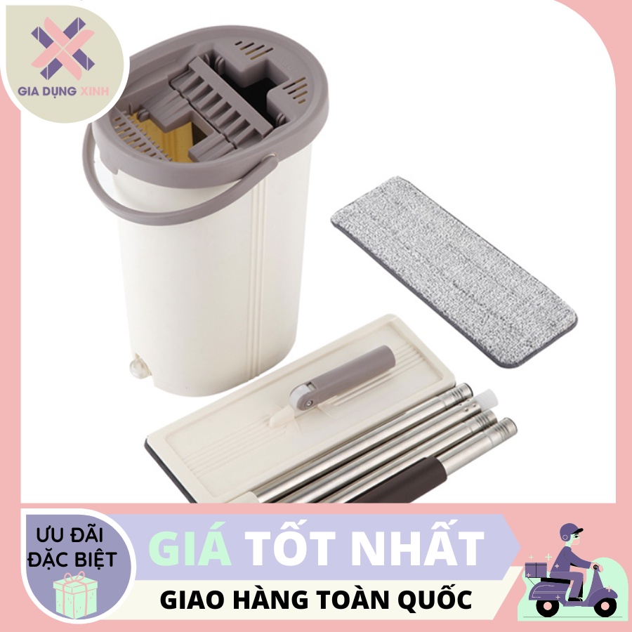 Bộ Lau Nhà Thông Minh 360 độ - Cây lau nhà cao cấp làm từ inox tự vắt tiện lợi, dễ dàng lau chùi vệ sinh nhà cửa