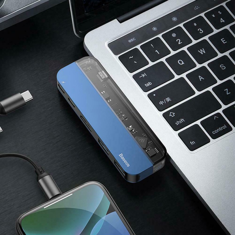 Bộ USB C Hub Baseus 5 in 1 mở rộng cổng kết nối USB 3.0, HDMI, Thunderbolt 3,cho Macbook Pro từ 2017