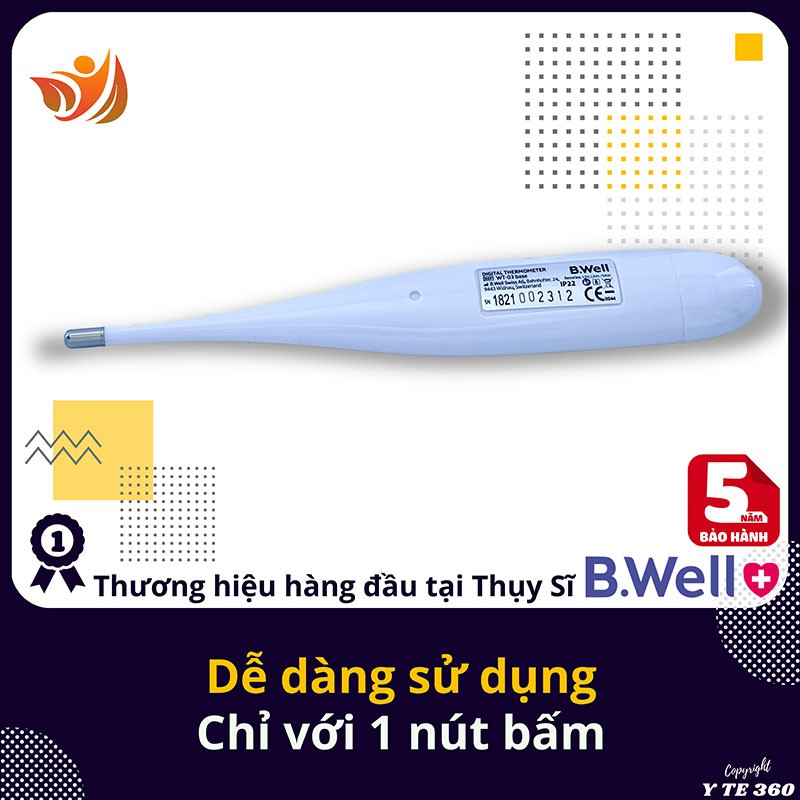 Nhiệt kế điện tử đo độ ngậm miệng kẹp nách hậu môn cho bé b.well wt 03 - bwell y tế 360