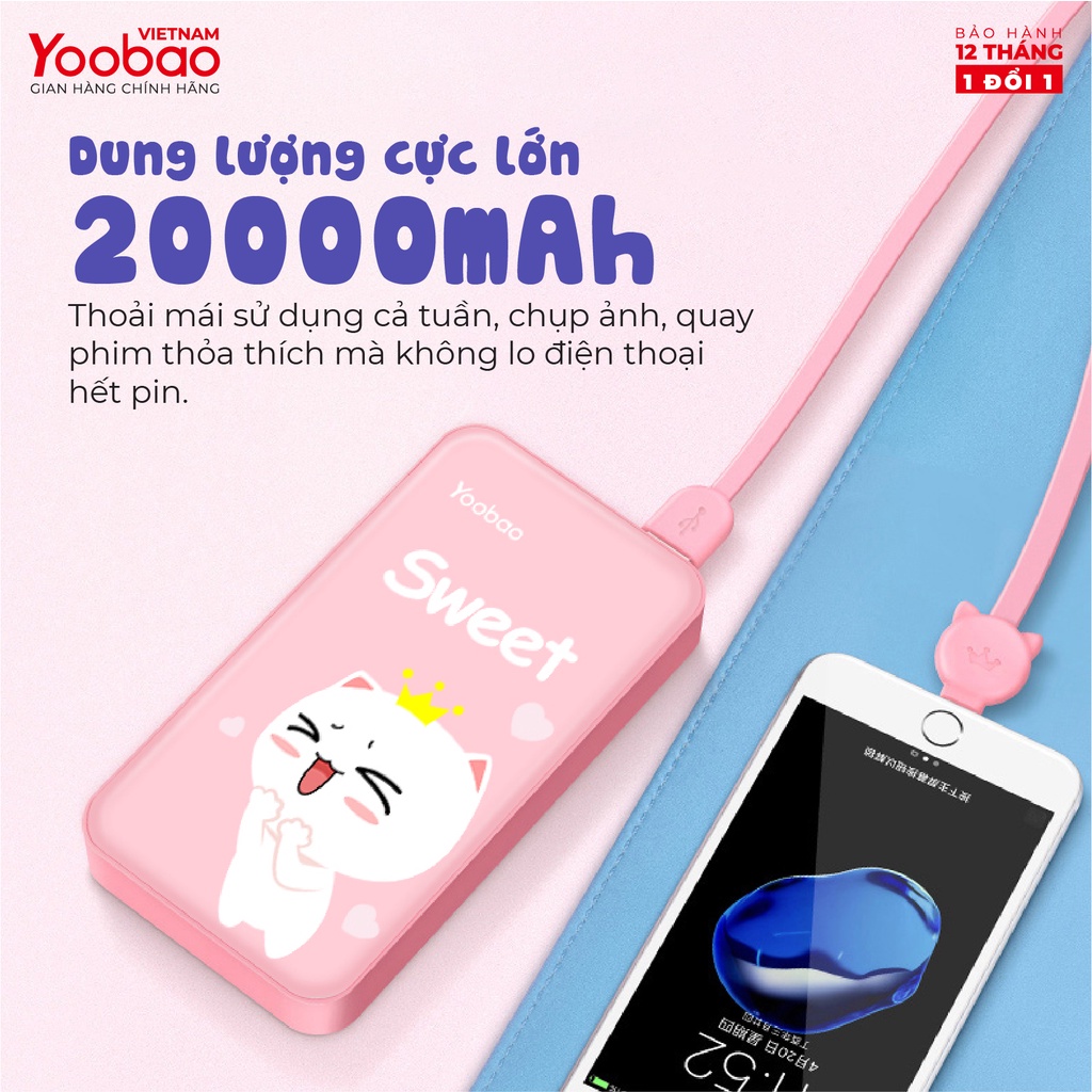 Sạc dự phòng YOOBAO S8 PLUS 20000mAh - Tặng kèm túi đựng pin - Hàng phân phối chính hãng - Bảo Hành 12 Tháng